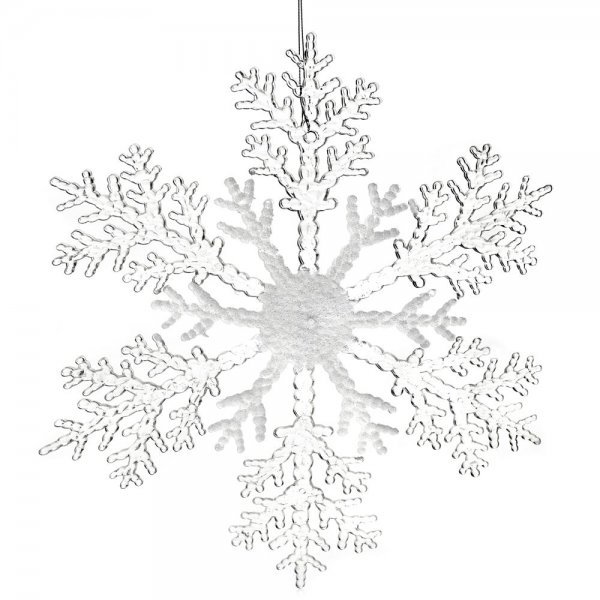 Χριστουγεννιάτικη Χιονονιφάδα Οροφής Διάφανη με Λευκό (30cm)